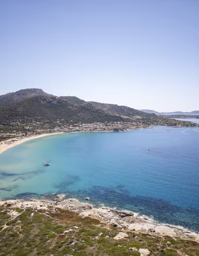 Vue aérienne de la plage d'Algajola