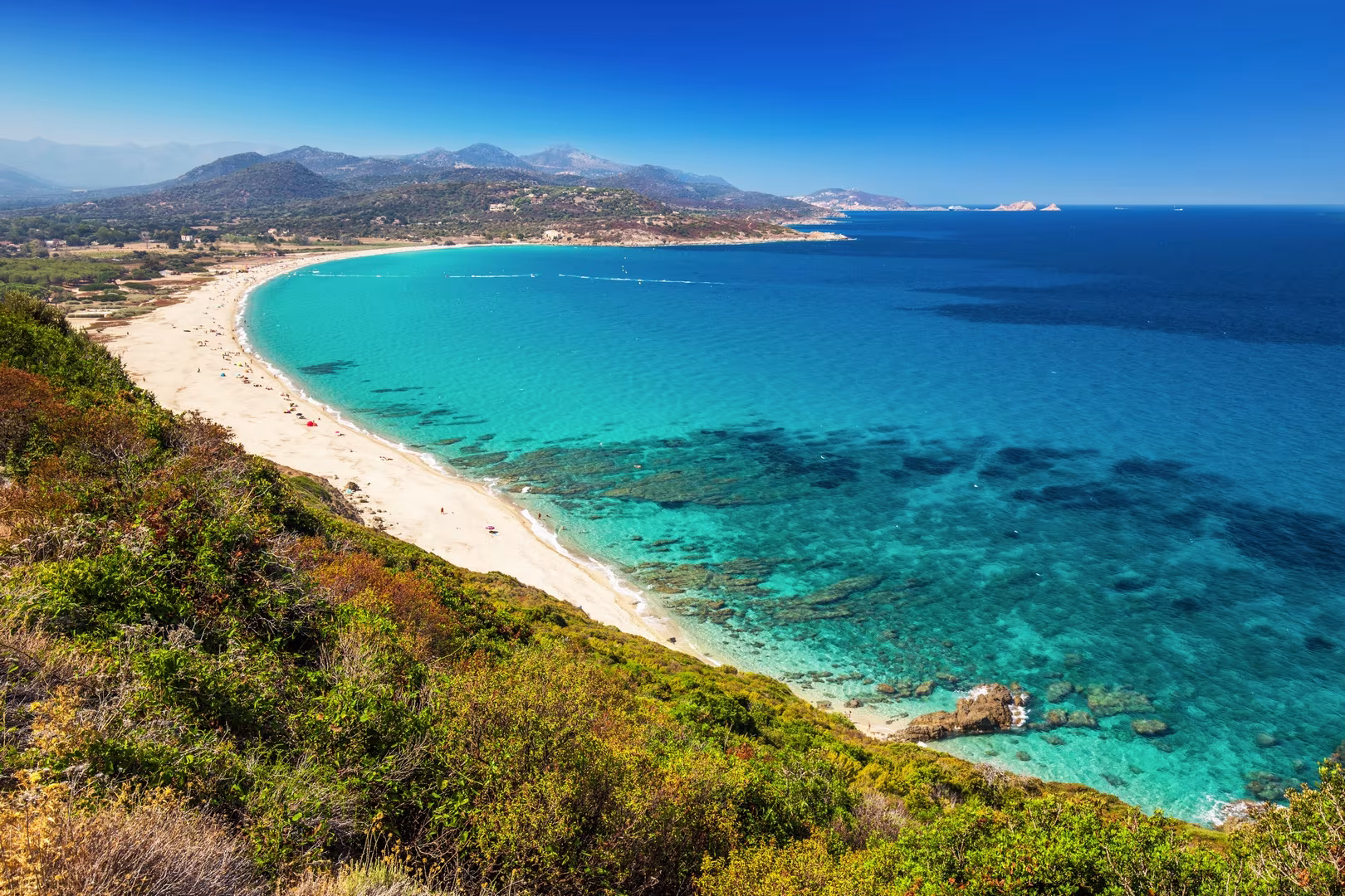 beautiful view to plage de lozari near lile rousse on corsica